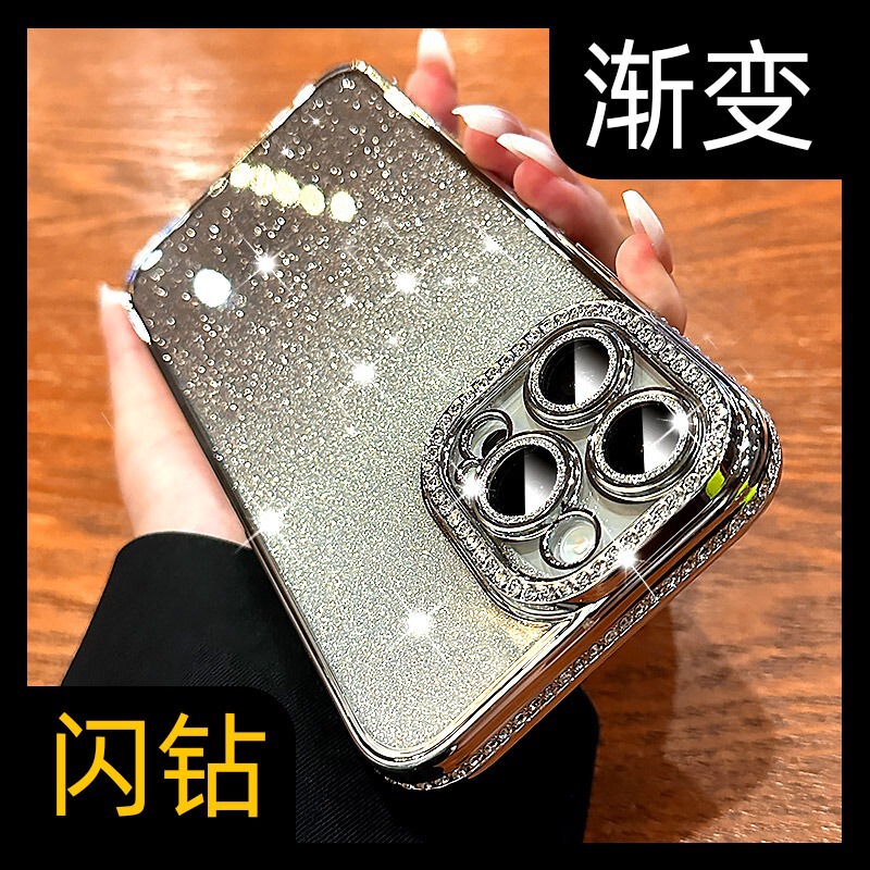 ラインストーンに適した iphone16 携帯電話ケース Apple 15 磁気電気メッキスタンドグリッター 17 オールインクルーシブシリコン 11 セット|undefined