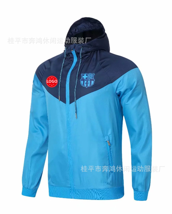 2526 chaqueta de fútbol con capuz nueva chaqueta de calentamiento a prueba de viento Barcelona Arsenal Real Madrid Manchester United chaqueta deportiva