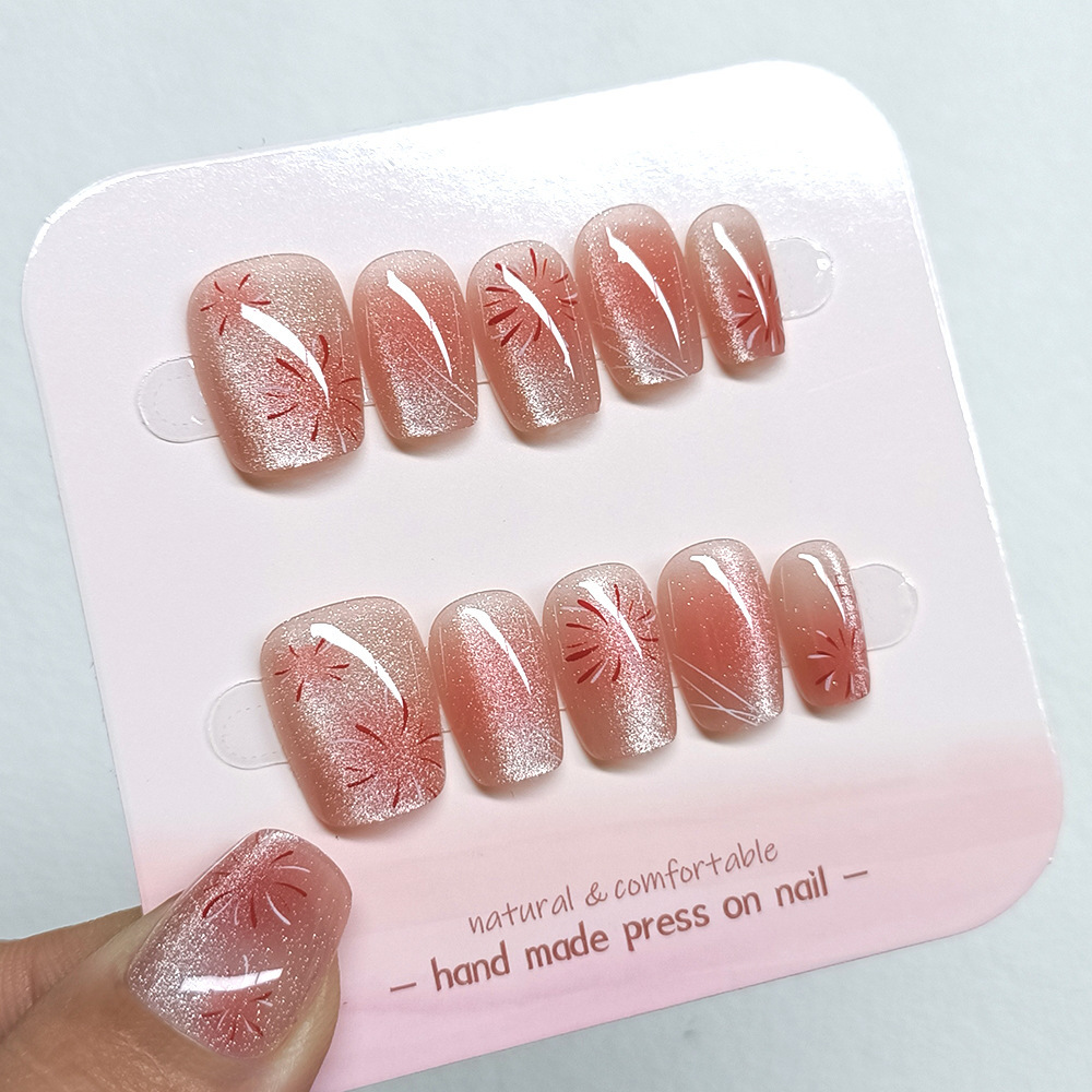Diez piezas de piezas de uñas de alta calidad hecha a mano, Douyin Xiaohongshu, parche de uñas de venta caliente, armadura de ojo de gato de cristal image 4