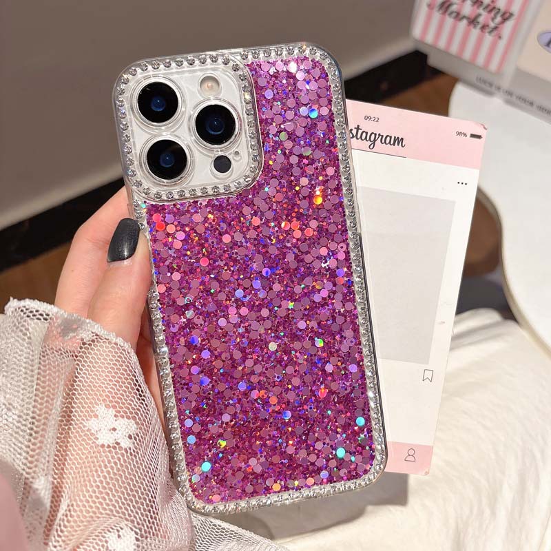 水钻闪粉滴胶适用iPhone17手机壳新款镶钻苹果16个性15Pro防摔壳
