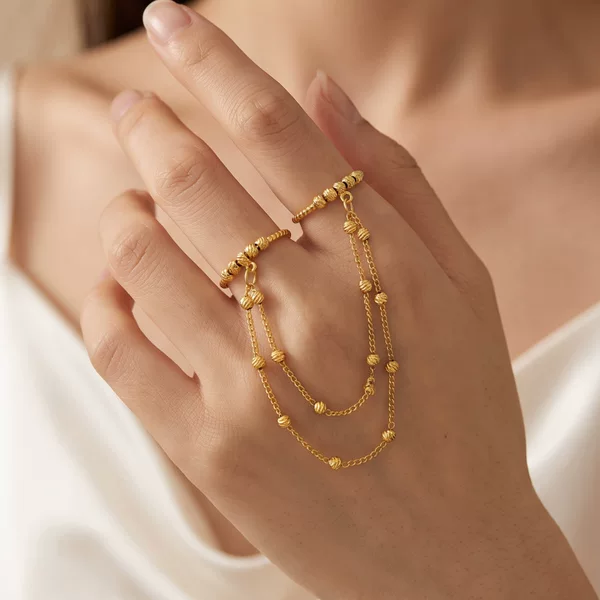 Cross-border best-selling stackable bead chain ring, simple and versatile, high-end electroplated three-layer light luxury ring wholesale