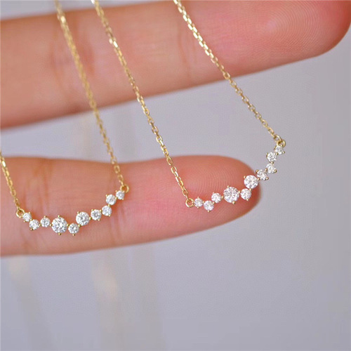 S925 sterling silver gold-plated smile necklace for women simple fashion inlaid zircon full diamond clavicle chain pendant