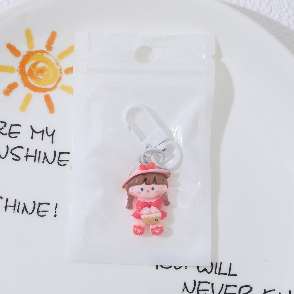 Nuevo estilo con capucha chica DIY resina llavero original chica mochila dibujos animados hebilla novias regalo Accesorios
