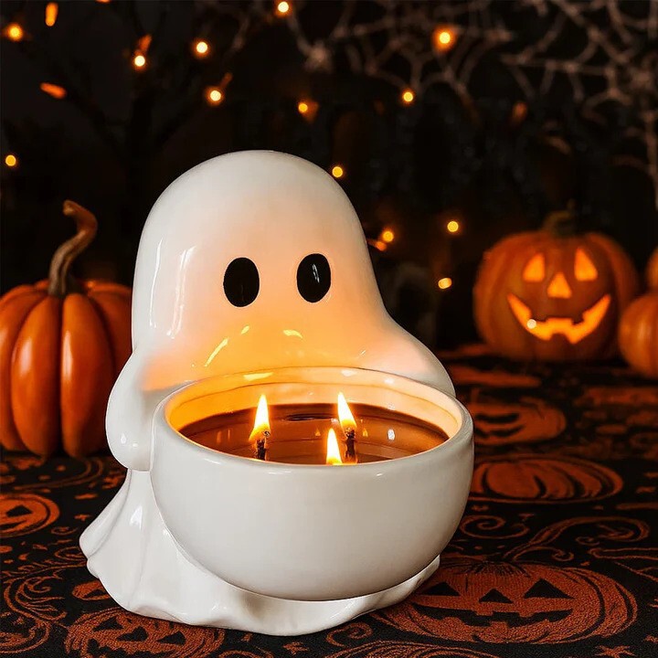 跨境新款Ghost Aroma Candle Holder 创意万圣节幽灵香薰烛台摆件|undefined