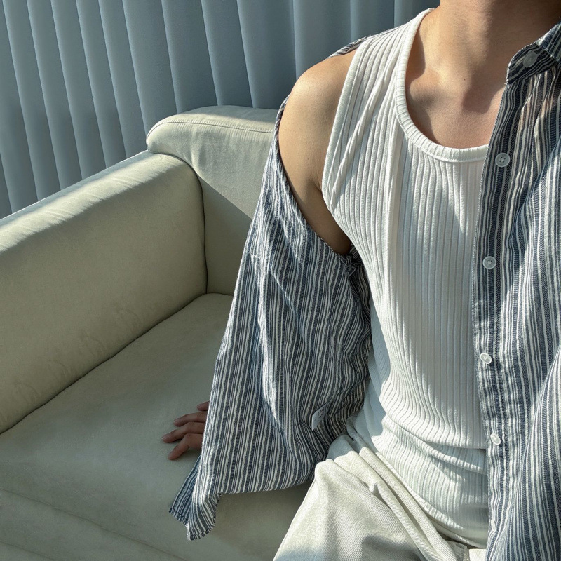 MYQ Simple Pure Cotton Sports Vest Men's Summer Slim-fit Round Neck Sleeveless T-shirt Korean Style Muscle-showing Fitness Wear MYQ Simple Pure Cotton Sports Vest Men's Summer Slim-fit Round Neck Sleeveless T-shirt Korean Style Muscle-showing Fitness Wear