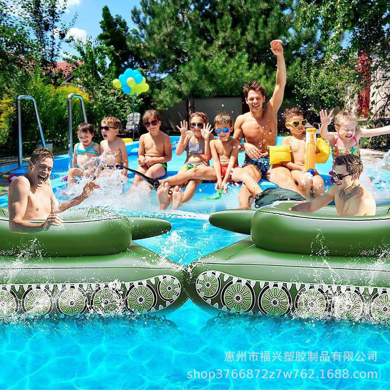 [en stock] en stock infláble rociador de agua contra el tanque de batalla piscina al aire libre para padres e hijos artículos de entretenimiento junto al mar piscina de verano