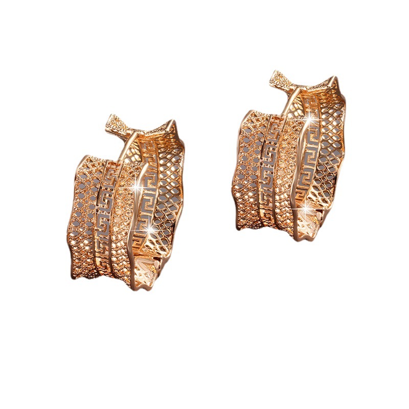 Joyería de Xupar 18K chapado en oro pendientes de temperamento de aleación Oriente Medio joyería de moda retro exquisito patrón pendientes para las mujeres