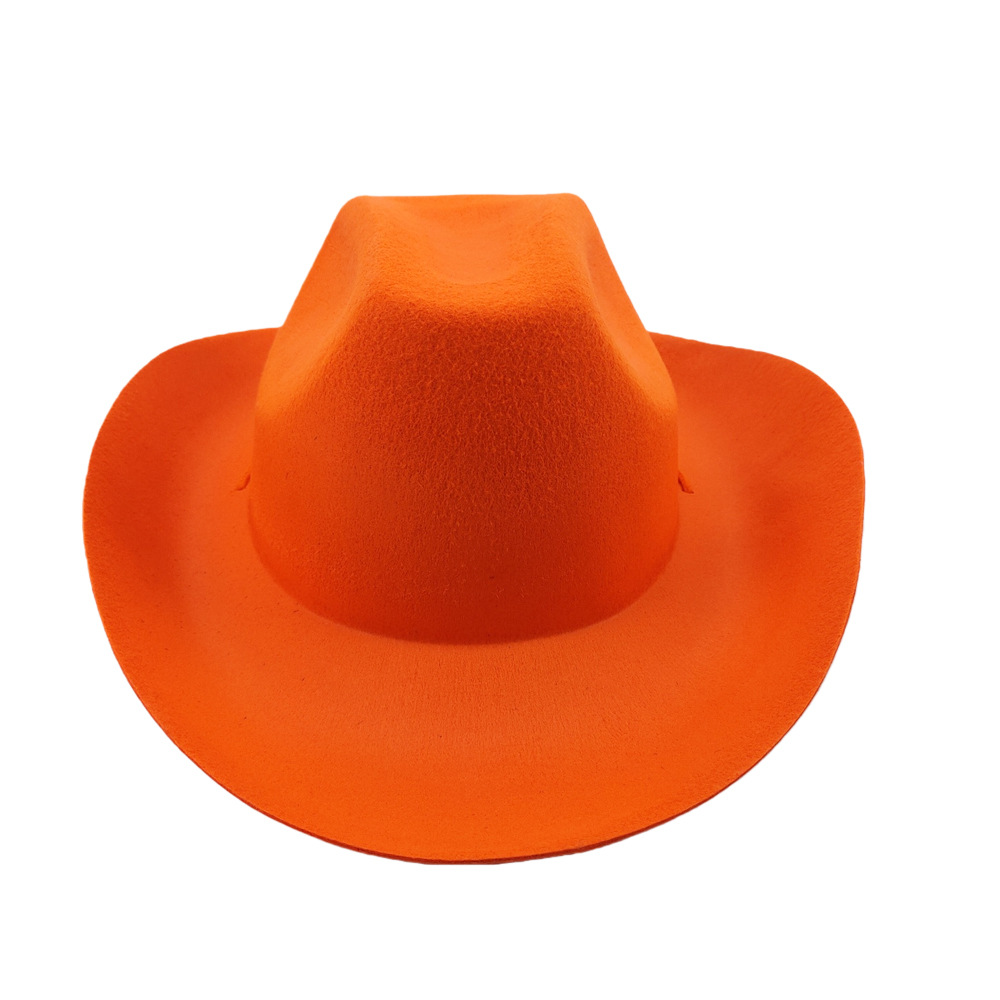 Sombrero de Vaquero Occidental de Fieltro, Borde Ancho y Enrollado para Fiestas