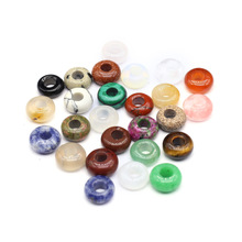 5x10手绘算盘形大孔珠天然宝石定位珠潘家珠子车轮珠串珠散珠纽扣