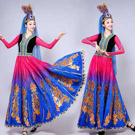 新款新疆舞蹈演出服装成人女维吾尔族舞蹈表演服装女表演服大摆裙