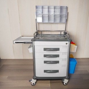 Zhuo Yue Gray Large Capacity Anesthesia Vehicle Multifunctional Anesthesiologist Cart Double Row Medicine Medical Cart Stainless Steel ABS