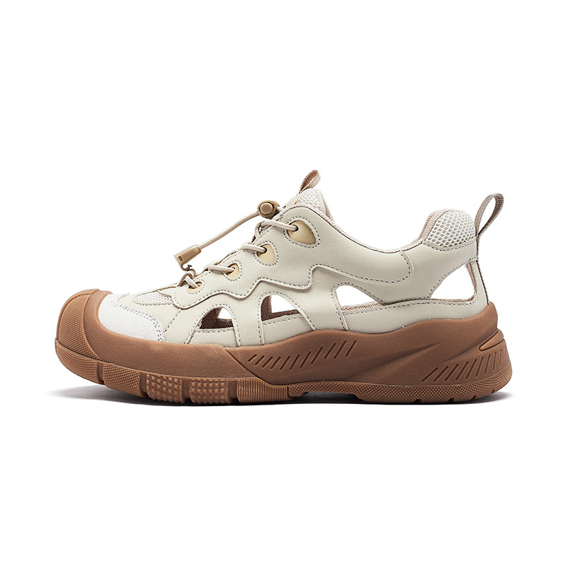 Augustion sandalias deportivas huecas de suela gruesa para mujer 2025 nuevo verano feo y lindo cabeza grande malla casual papi zapatos