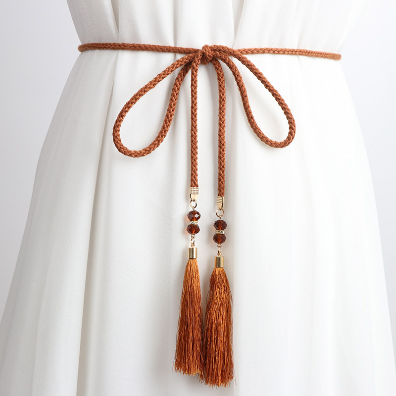 Woven Thin Waist Rope All-match Decorative Dress Lengthened Bowknot Rope Korean-style Antique Hanfu Tassel Waist Chain