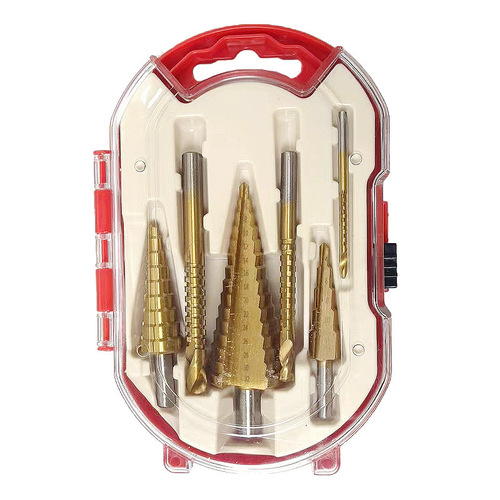 Cross-border triangular shank straight groove titanium-plated step step drill 4-12/4-20/4-32mm titanium-plated saw drill 3/6/8mm