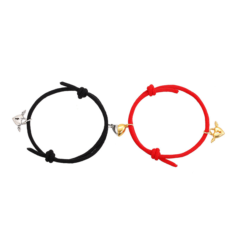 Simple Style Heart Alloy Plating No Inlaid Couple Bracelets display picture 2