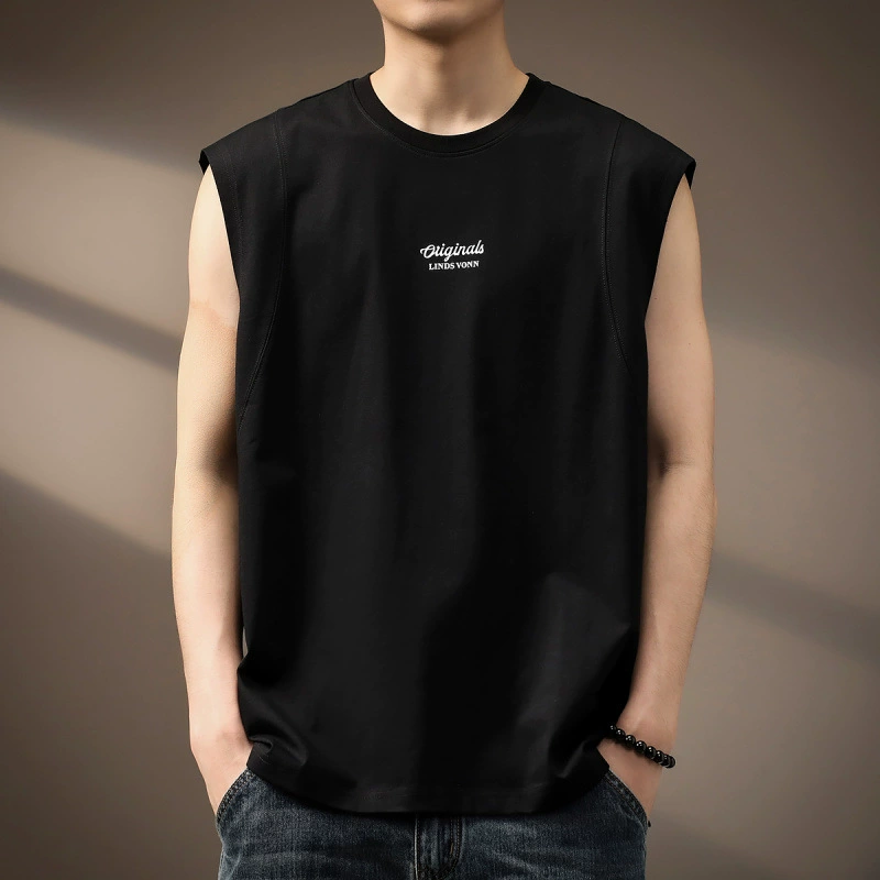 Новый летний американский тяжелый жилет, мужская летняя новая хлопковая футболка без рукавов, свободный жилет, мужской жилет с короткими рукавами