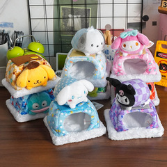 庫洛米玉桂狗可愛場景小屋被爐暖桌卡通少女心毛絨公仔玩偶擺件