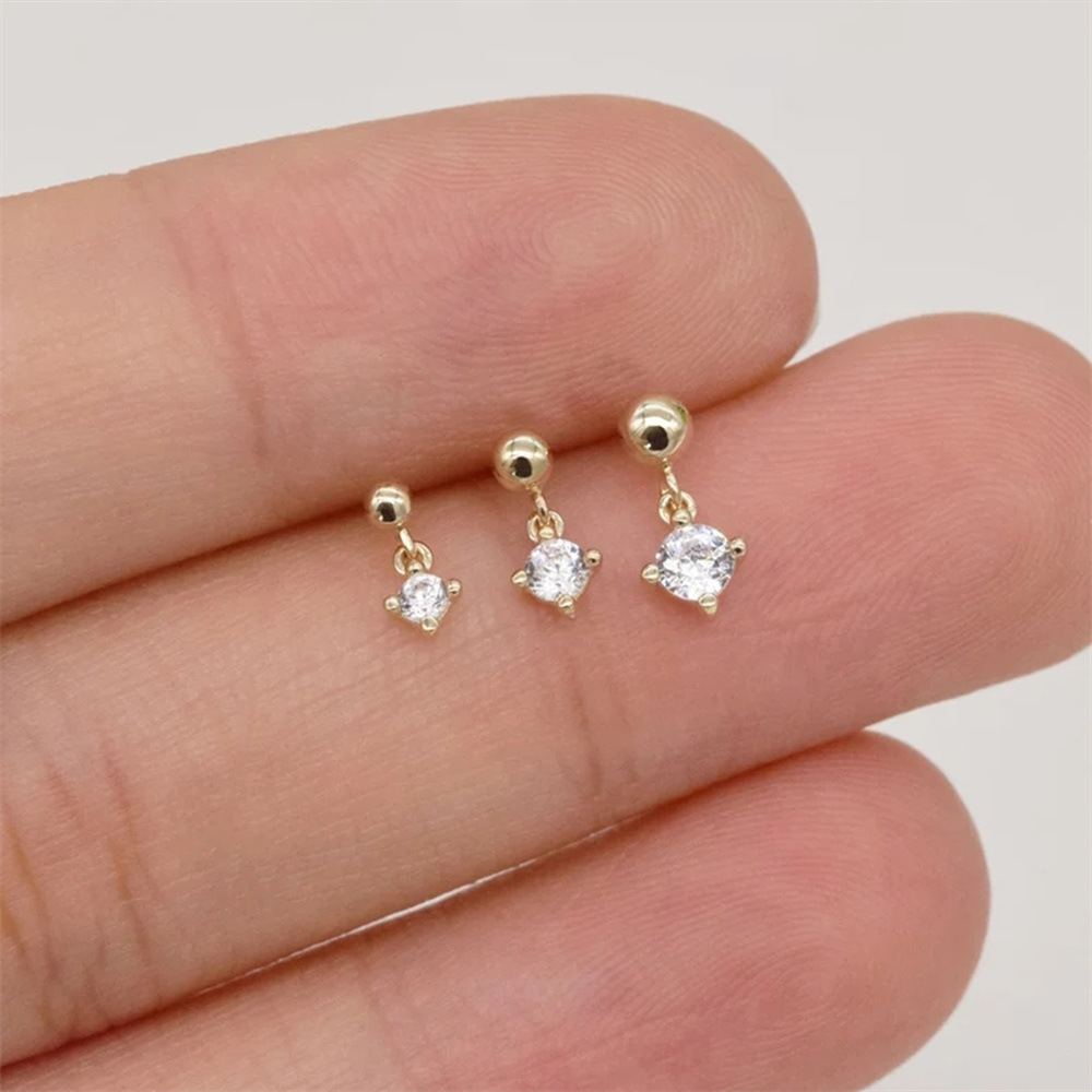 Women's Gender 1 Set 925 Sterling Silver Zircon Geometric Ear Studs