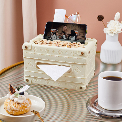 Light luxury desktop luggage paper box, good-looking bedroom, living room, bathroom tissue box, hand-made creative storage box