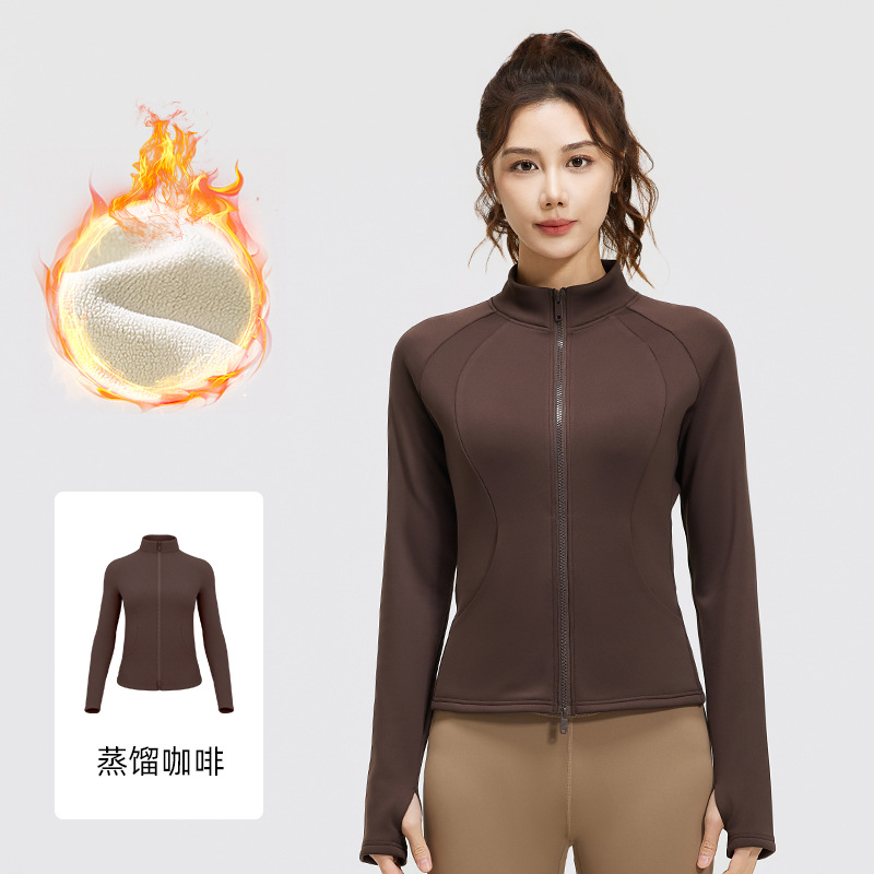 Juyi Tang mel桃 vello de cuello de bolsillo abrigo otoño invierno nuevo vello grueso abrigo de yoga de cuello de collar