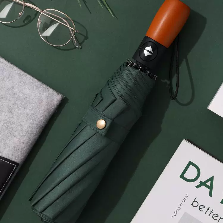 10骨全自动三折雨伞大号男士商务高端广告礼品伞大量批发木柄刻字