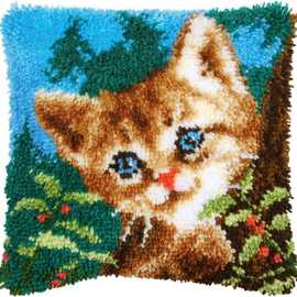 段段绣抱枕diy十字绣地毯绣段段绣毛线绣 猫咪图片花纹