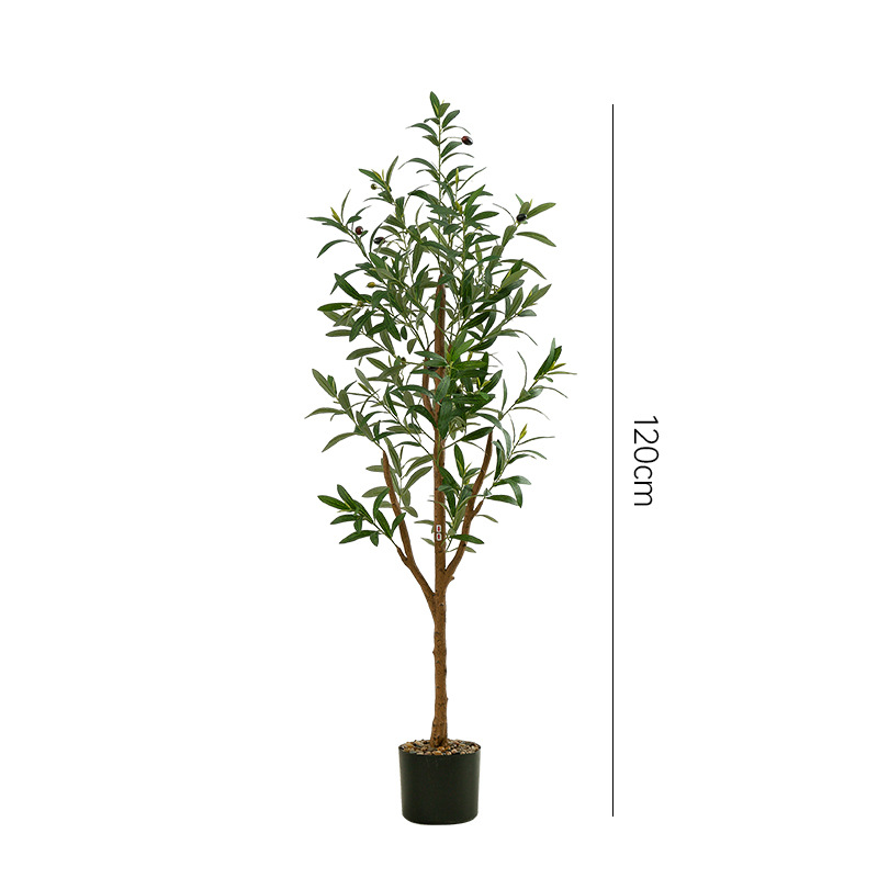 Planta artificial olivo olla casa sala de estar piso interior gran planta verde ventana centro comercial decoración árbol falso