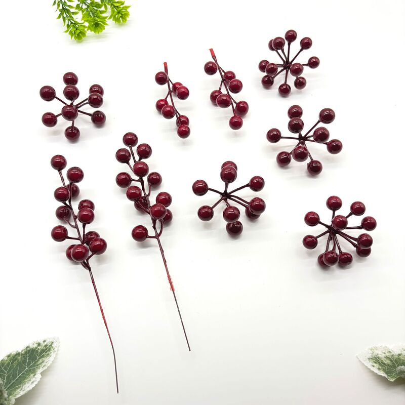 Cross-Border Artificial Red Fruit Christmas Holly Fruit Wine Red Berries Christmas Decorations Rattan Accessories Handmade Decoration