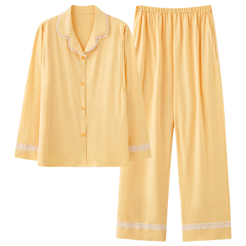 해피 월 감금 옷 2025 봄, 가을 순면 긴팔 옷깃 가디건 임산부 산후 모유 수유 캐주얼 가정복