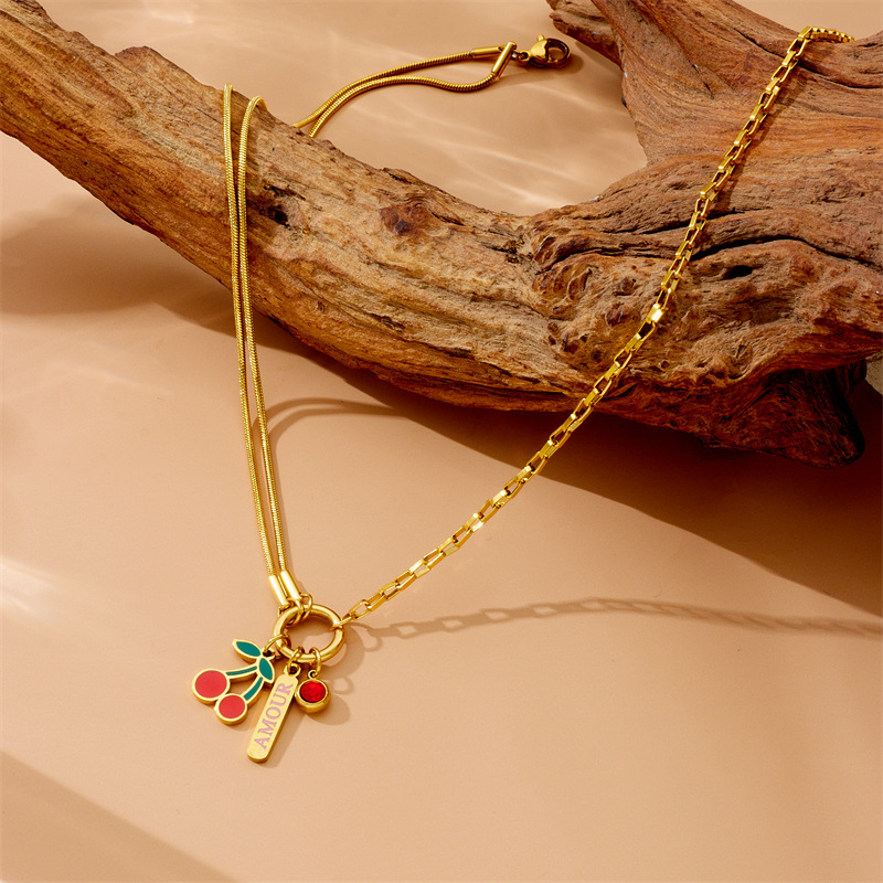 Sun Star Heart Shape 304 Stainless Steel Elegant Layered Necklaces Multi Charms Necklace display picture 9