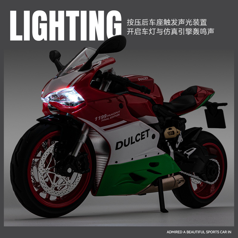 Modelo de Motocicleta a Escala 1:12 de Aleación con Luz Flash para Decoración image 5