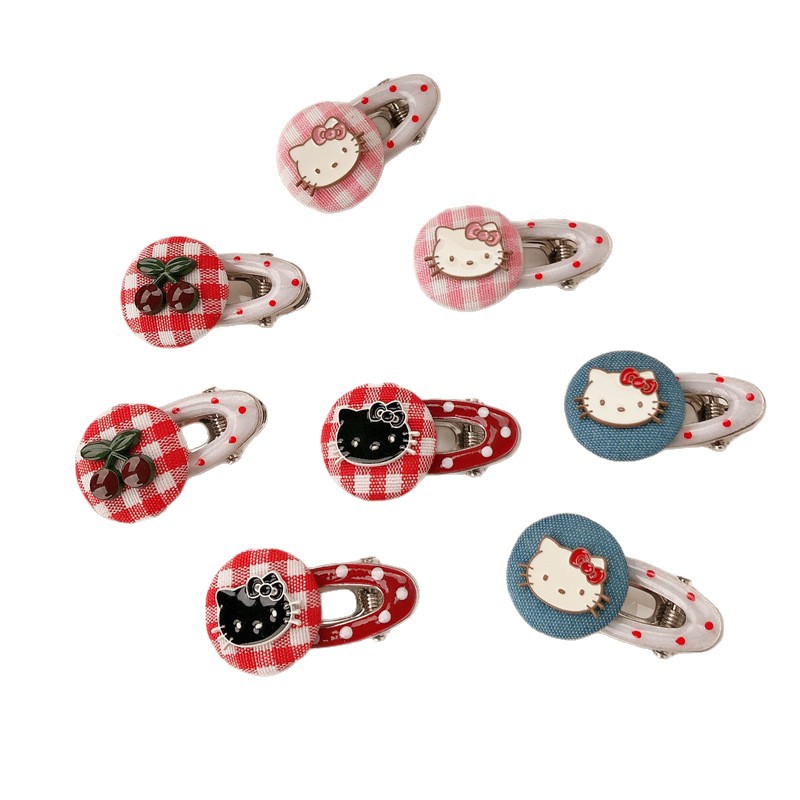 Linda horquilla de botón de aleación de gatito todo fósforo pequeño verano fresco dulce fresco clip de flequillo clip lateral clip de boca de pato accesorios para el cabello