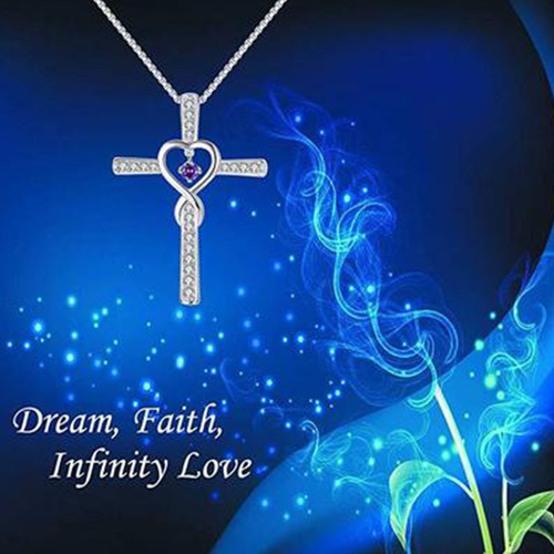  European and American fashion cross religion inlay zircon necklace for unisex pendant necklace lover form of jewelry
