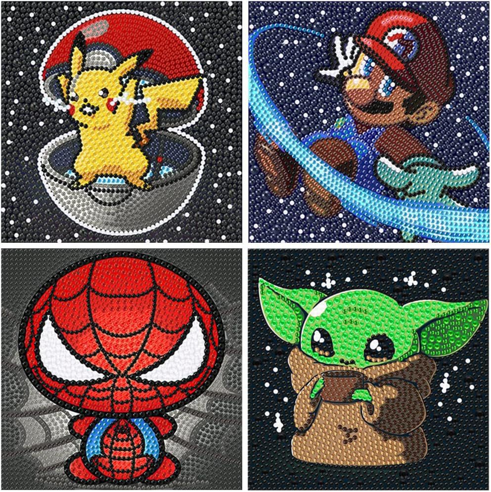 New Cross Border Children Diamond Painting 4 Pieces Cartoon Stetson Mario Amazon TEMU For Wholesale