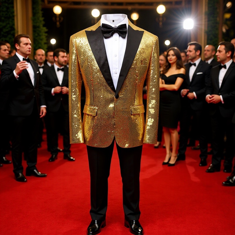 European and American Performance Dress Gold Sequin Suit Korean Style Suit Nightclub Men's Host Emcee Photo Studio Groomsmen Suit Jacket