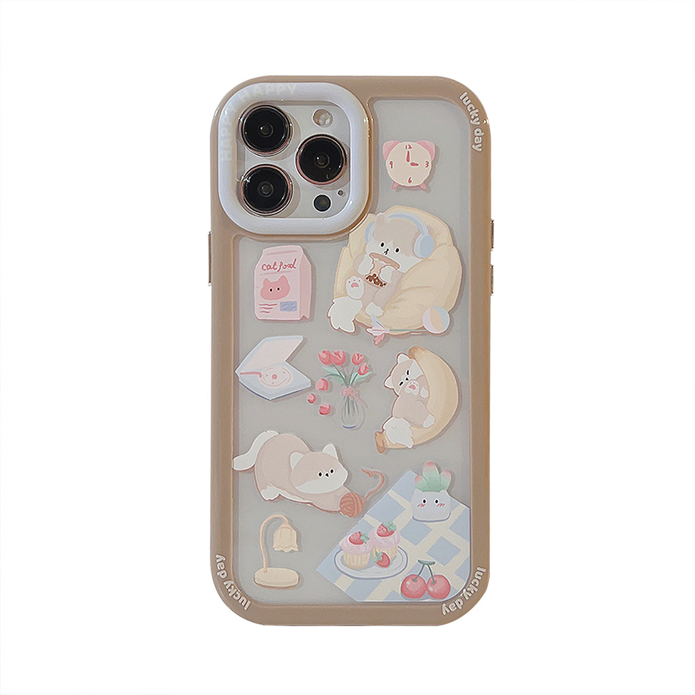 Cute Lazy Cat Phone Case For Iphone Hard Acrylic Protective Cover_voghion.com