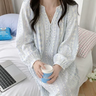 韩国ins女士夏季新韩系简约舒适睡衣套装休闲宽松睡裙慵懒家居服