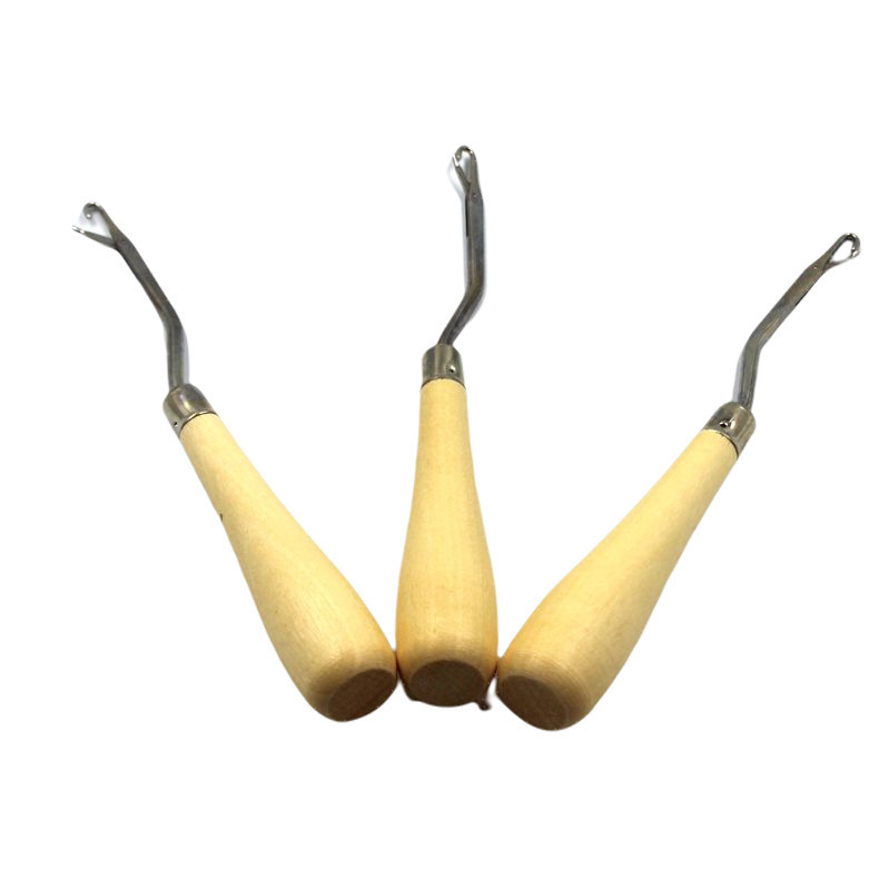 厂家直销金属勾头木柄地毯钩针假发接发钩针不锈钢塑料反耳钩针