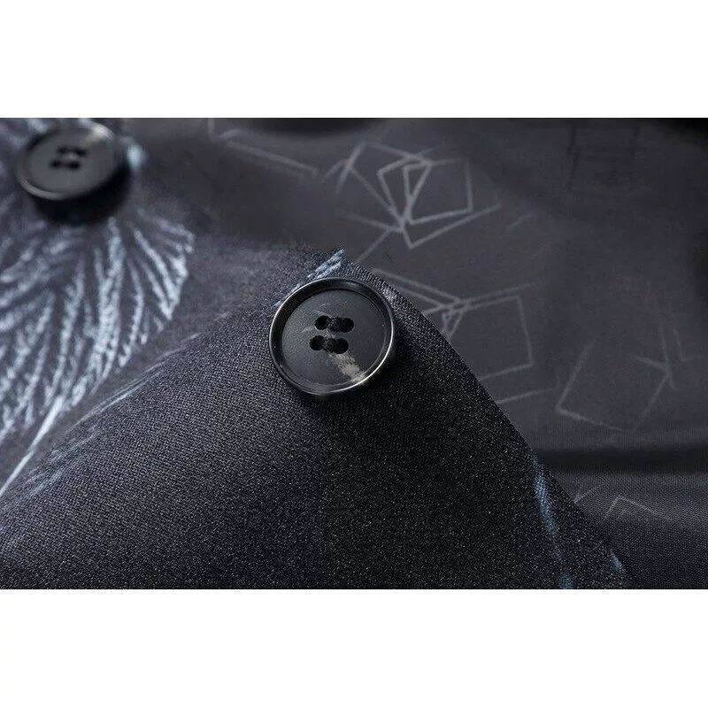 Мужской пиджак для досуга, приталенный, большие размеры M–6XL, рисунок 504 чёрно‑серый и 505 чёрный