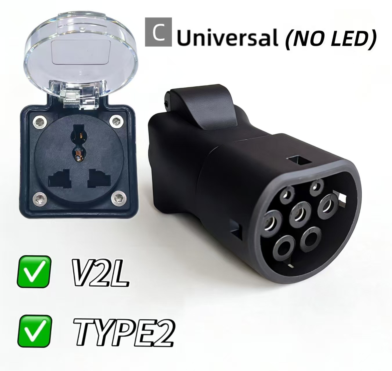 V2L New Energy Vehicle Discharging Gun Type2 European Standard Vehicle-Side Discharging Universal European and British Standard Socket Adapter
