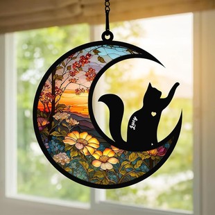 Cross-border New Stained Glass Light Catcher Pet Lovers Gift Christmas Decoration Window Hanging Commemorative Gift