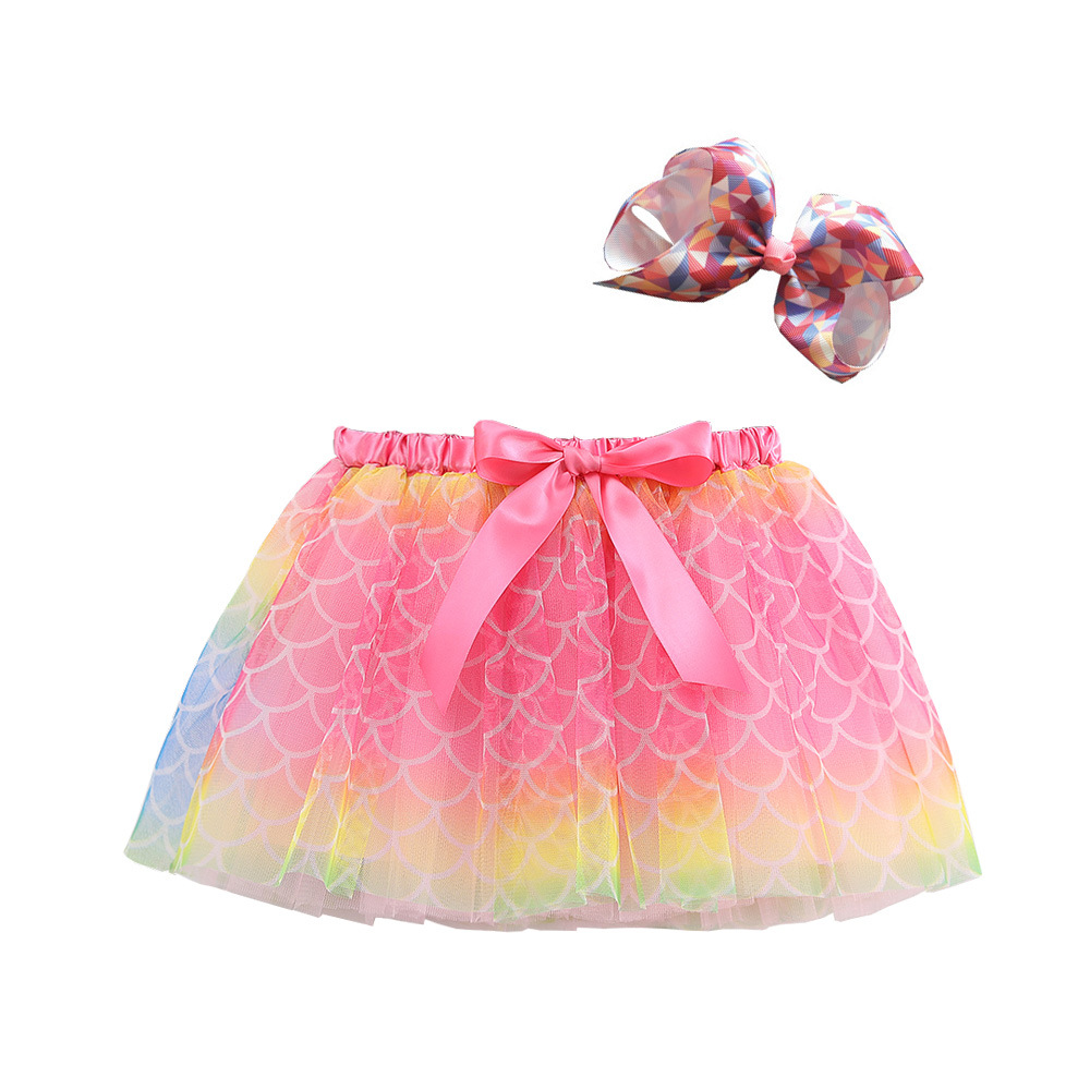 Falda de las nuevas muchachas europeas y americanas con forro y horquilla de arco Xingyue malla Tutu falda pettiskirt ropa para niños