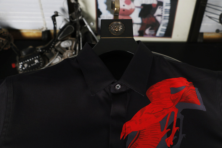 Men's Clothing Trendy Spring And Autumn Three Dimensional Swallow Digital Printing Business Casual Wrinkle Free Ironing Slim Fit Long Sleeved Shirt_voghion.com