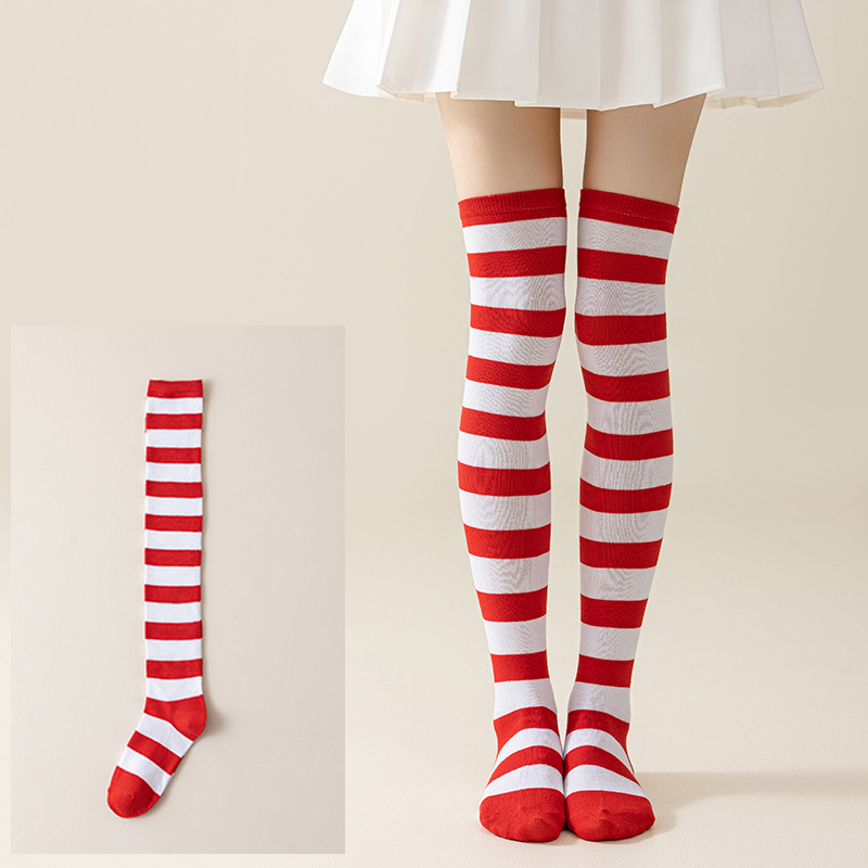 Calcetines Largos Bucaneras a Rayas para Mujer de Poliéster y Spandex, Absorción del Sudor, para Cosplay image 19