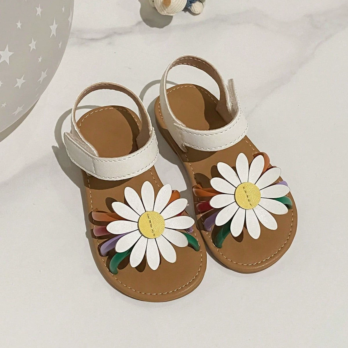 Детские сандалии для девочек, милые, с подсолнухами, на мягкой подошве, универсальные, для пляжа