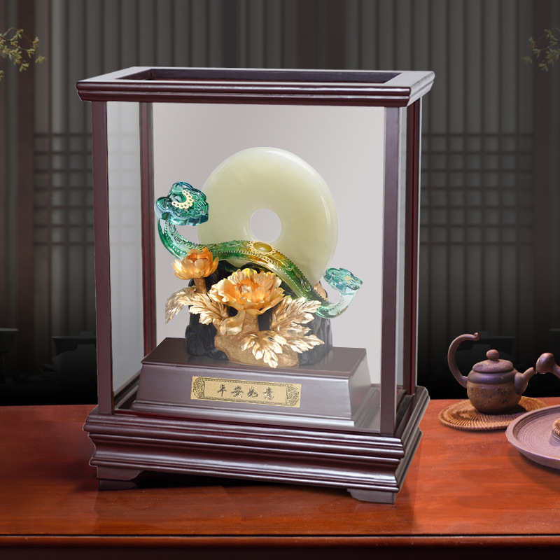 Ping An buckle Decoration natural jade Ruyi Gold foil Decoration business affairs gift retire Anniversary Ruyi Ping An buckle customized