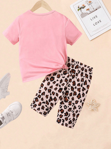 Women's Summer Outfit 2024 New Arrival Children's Stylish Outfits Baby Cartoon Print Short-Sleeve Shorts Set of Two Trendy