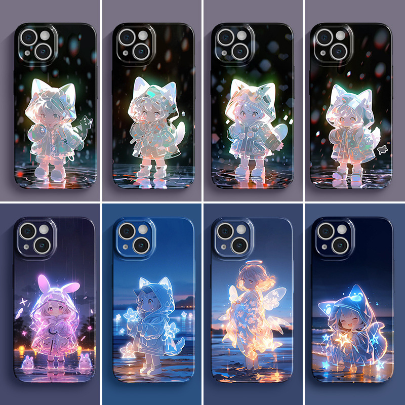 Luminous girl for Apple 15promax mobile phone case new high-grade y76s drop-proof y73s Internet red cute