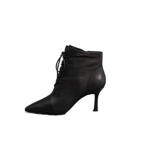 2025 Autumn New Pointed Toe Slip-On Mid-Cheel Boots Factory Wholesale European and American Fashion High Heel Short Boots Elegant Fashion Boots
