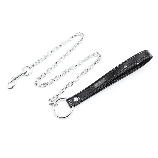 Black classic bright leather boutique chain
